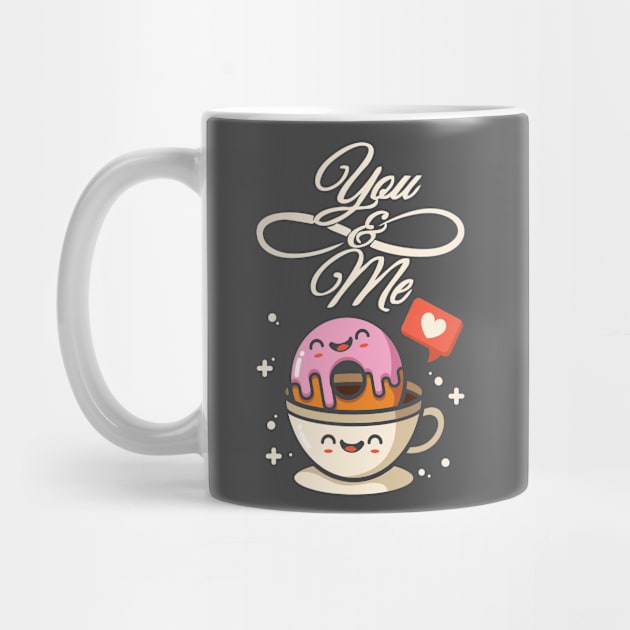 You and me donut coffee love relationship breakfast food lover design gift idea by PlimPlom